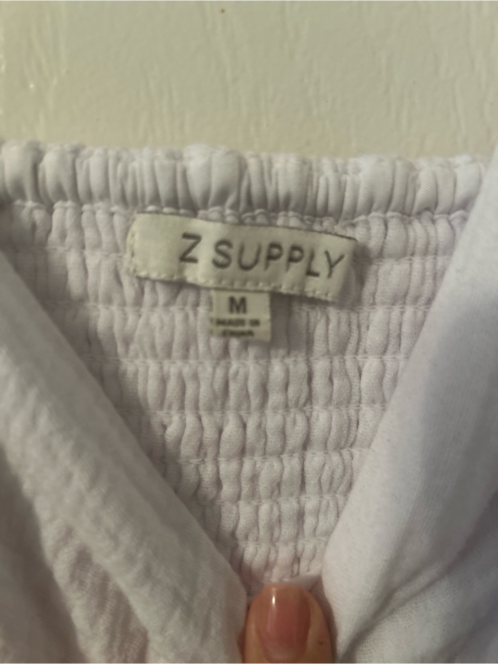 Z Supply white Smocked crop tank top